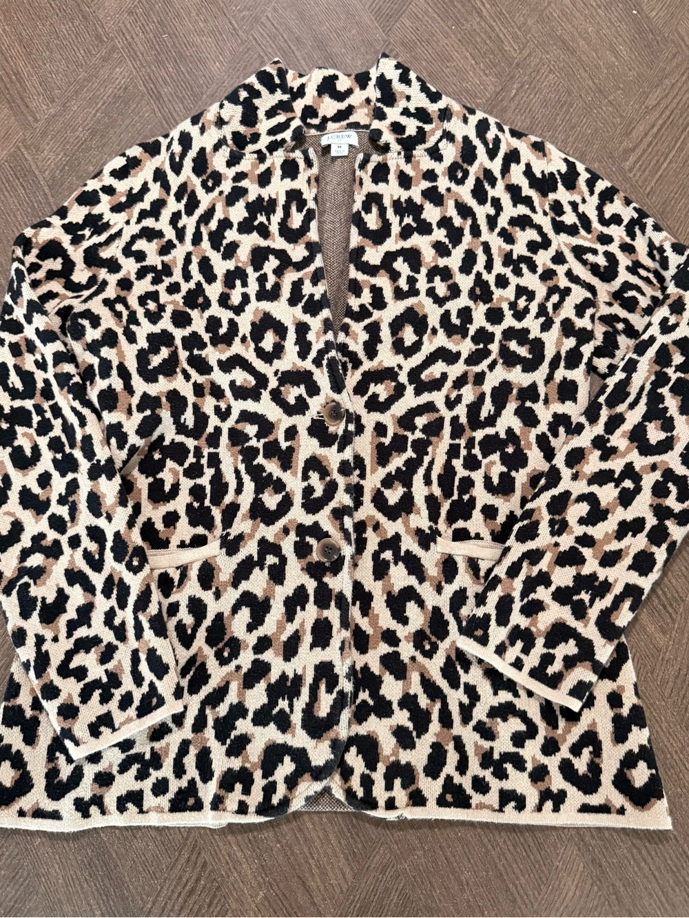 J. Crew Women’s Leopard-Print Button Cardigan Blazer in Tan and Black SZ M